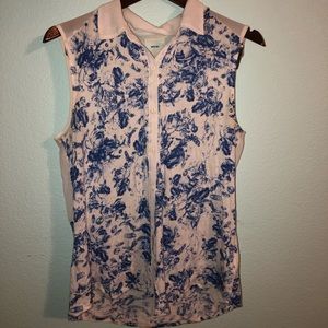 Cobalt blue and white floral Blouse